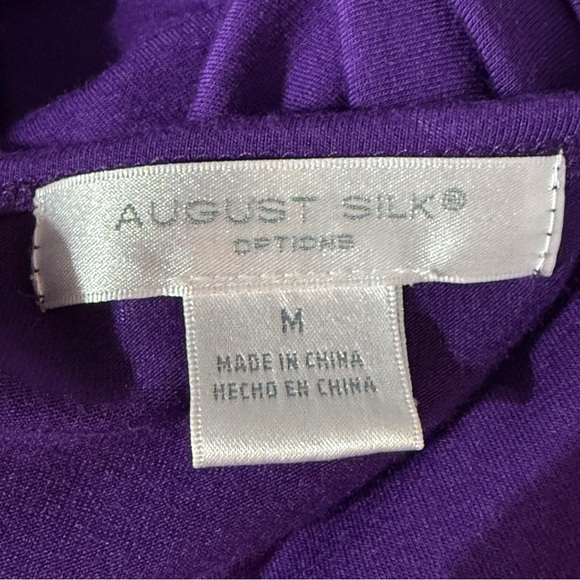 August Silk Purple Scoop Neck Top with Ribbon Rosette Trim Size M - Picture 4 of 10